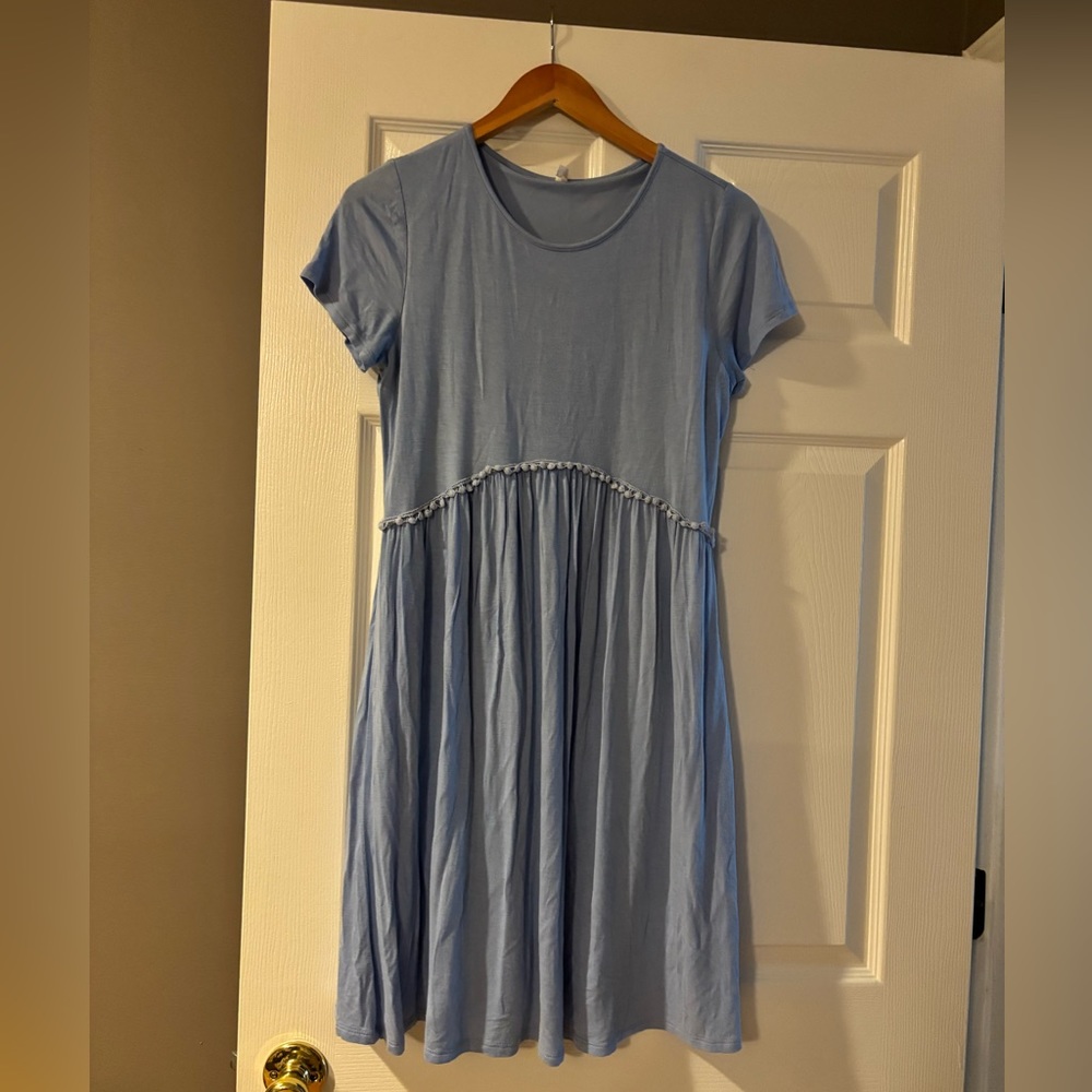 Casual blue maternity dress